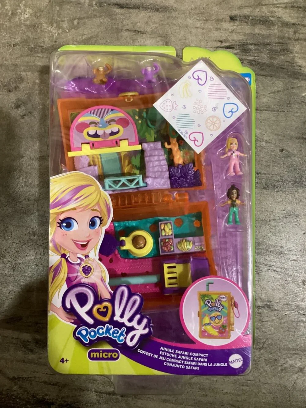 Polly Pocket Jungle Safari Compact, 2 Micro Dolls & Accessories